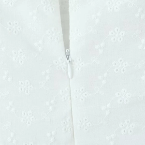 French lace embroidery dress with white fabric detail and corset zipper closure