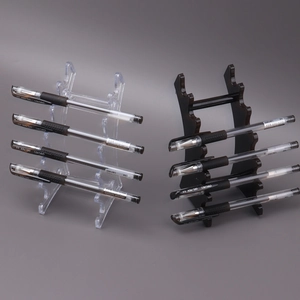 Tiered 6-shelf acrylic display stand for pens and makeup brushes in clear and black