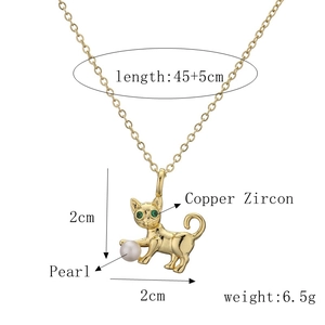 Detailed size chart for rabbit pendant necklace with 45+5cm chain and 2cm zircon charm
