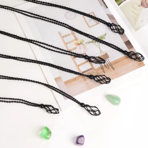Cordon de collier en filet tissé noir fait main pour cristaux bruts et pendentifs