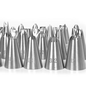 6-teeth 304 stainless steel cake piping tips set with numbered engraving models