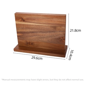 Detailed size specifications for a vertical magnetic solid wood kitchen knife holder