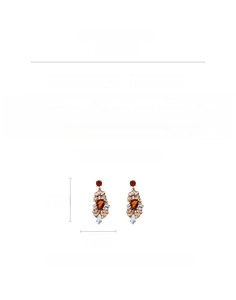 Detailed size specifications for red teardrop earrings with crystals, 7.4cm long
