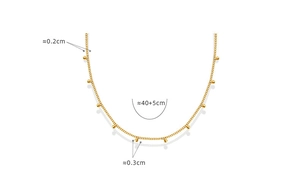 Detailed view of golden choker necklace dimensions with length and bead size measurements