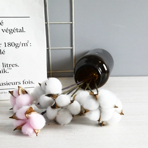 Artificial cotton flower stalks in white and pink for natural farmhouse home decor