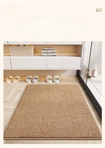Detailed texture of sisal style bath mat with durable woven surface and non-slip edge