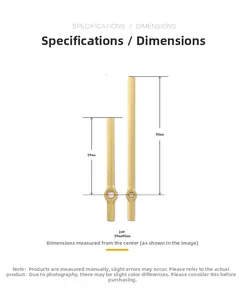 Golden brushed clock hands showing 90mm minute and 59mm hour hand measurements