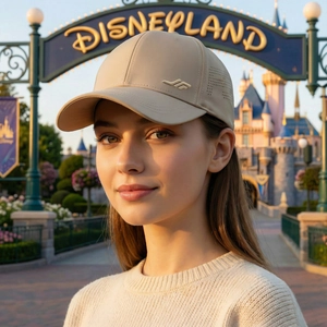 Breathable khaki baseball cap for men with perforated vents and extended brim for sun protection