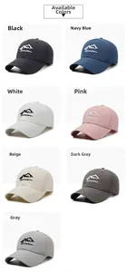 Matrix display of quick-dry baseball caps in seven colors with mountain embroidery detail