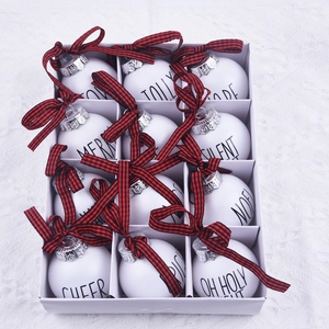 Electroplated Plastic Holiday Decorative Hanging Balls Ornaments With Printed Words For Christmas Festival Party Decor