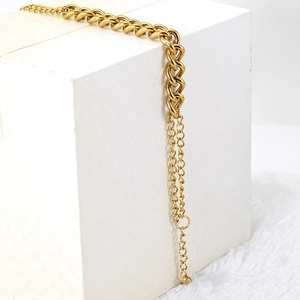 Bracelet chaîne épaisse en acier inoxydable plaqué or 18 carats avec fermoir homard