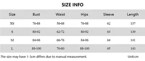 Detailed size chart for slim fit solid color long sleeve bodysuit with measurements