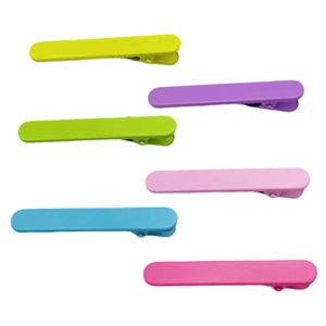 Set of 6 colorful 6cm glossy plastic seamless duckbill hair clips for DIY styling