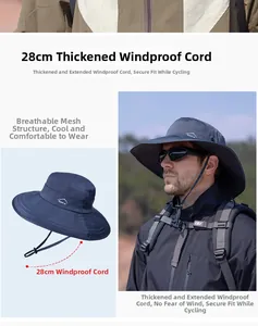 Détail de la cordelette réglable de 28cm et de la maille sur le chapeau de soleil