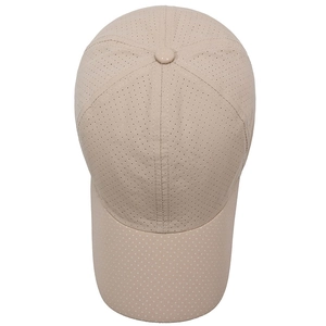 Breathable quick-dry mesh baseball cap in beige with adjustable elastic strap