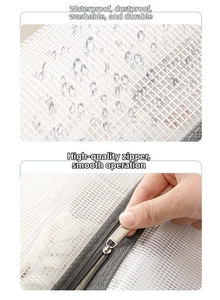 Waterproof mesh dust bag detail with smooth metal zipper for long boot protection