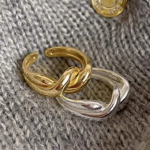 Minimalist 925 sterling silver twisted knot rings in gold and silver finish