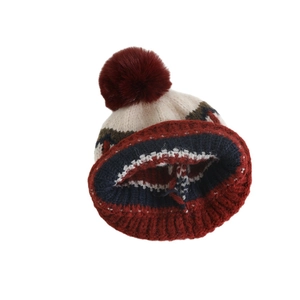 Berretto in maglia Fair Isle per bambini con pompon e motivo invernale vintage