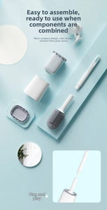 Detail of assembly parts for TPR silicone toilet brush with detachable handle and base
