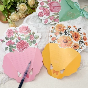 3D floral bouquet greeting card set with pink roses and tulips for Mother's Day gifts