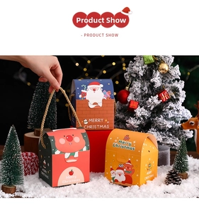 Three-piece Christmas gift box set featuring reindeer, Santa, and festive illustrations