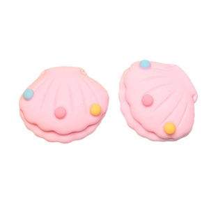 Pink resin seashell charms with colorful polka dots for DIY hair clips and shoe accessories