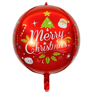 22 inch red 4D aluminum foil Christmas balloon with Merry Christmas festive pattern