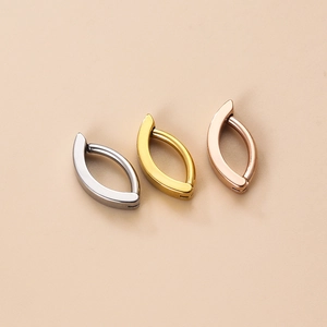 Polished stainless steel navel rings in silver, gold, and rose gold finishes