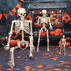 Full Body Halloween Skeleton Life Size Poseable Plastic Human Bones Articulated Joint Realistic Prop Haunted House Yard Decor