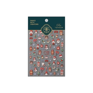 3D Christmas embossed nail stickers featuring Santa, reindeer, and festive motifs
