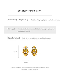 Size chart showing large square teardrop earrings measurements 9.7cm height and 5.5cm width