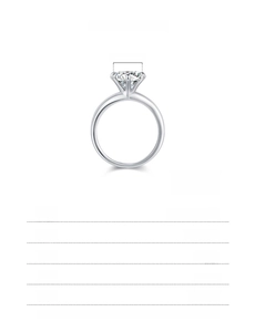 Detail specifications of S925 silver ring featuring 2.00Ct six-prong moissanite setting