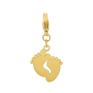 Golden stainless steel baby footprint pendant with lobster clasp for DIY necklaces