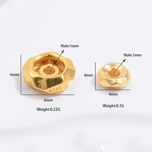 S925 sterling silver faceted gold spacer beads in 4mm and 6mm for DIY jewelry making