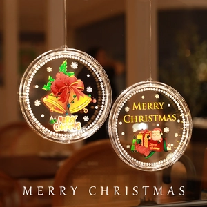 Lumières Suspendues Fenêtre LED Noël Acrylique Blanc Chaud À Piles Lampe Féerique Ronde Décoration Fête Maison Vacances