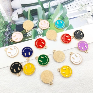 Colorful enamel smiley face charms for DIY jewelry making in multiple vibrant colors