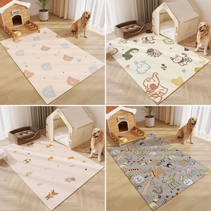 Waterproof leather pet mat with various cartoon patterns for dog crates and cages