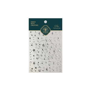 Silver star and moon 3D nail art decals TL-373 with metallic relief starburst design