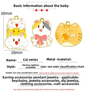 Detailed view of DIY cat charms with dimensions 30mm x 20mm for jewelry making