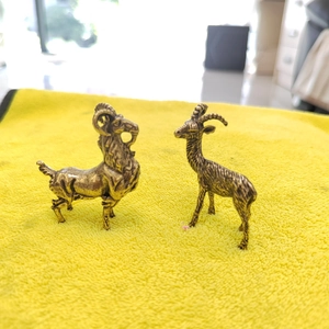 Retro Brass Plated Alloy Sheep Figurines Antique Ram Statue Desktop Ornaments For Home Office Decor