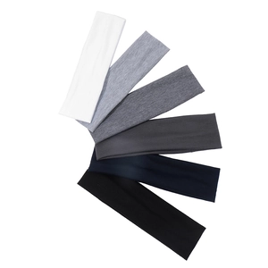 Set of six elastic sports headbands in white, grey, navy, and black colors