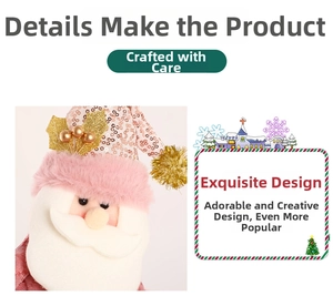 Detail of pink sequin Santa hat with white faux fur trim and golden berry decorations