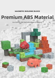 Detail of eco-friendly ABS magnetic blocks and dinosaur figures with 8 magnets inside