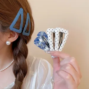 Mollette Per Capelli Geometriche In Tessuto Retrò Motivo Denim Quadri Pois Accessori Moda Per Donne