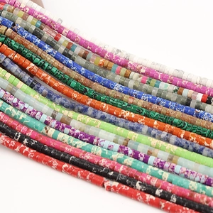 Natural gemstone heishi bead strands in various colors for DIY jewelry making