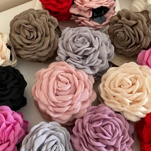 Fabric Rose Flower Hair Claw Clip French Style Large 3D Floral Shark Clips Elegant Updo Headwear For Women Handmade