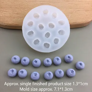 Macro detail of silicone blueberry mold showing 1.3cm berry fruit dimensions and texture