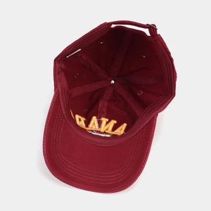 Men's cotton baseball cap in burgundy with Canada flag embroidery and adjustable strap
