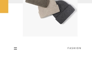 Detailed knit texture of thick wool beanies in brown, beige and dark grey colors
