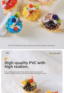 Detailed view of assorted DIY PVC donut charms with blueberry and cream toppings